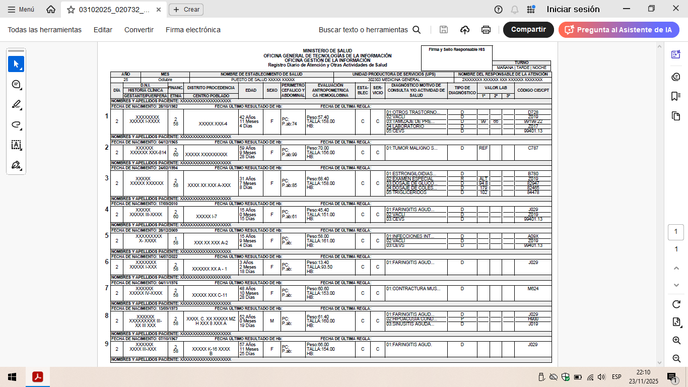 Reporte HIS en PDF - SkyHealthLite